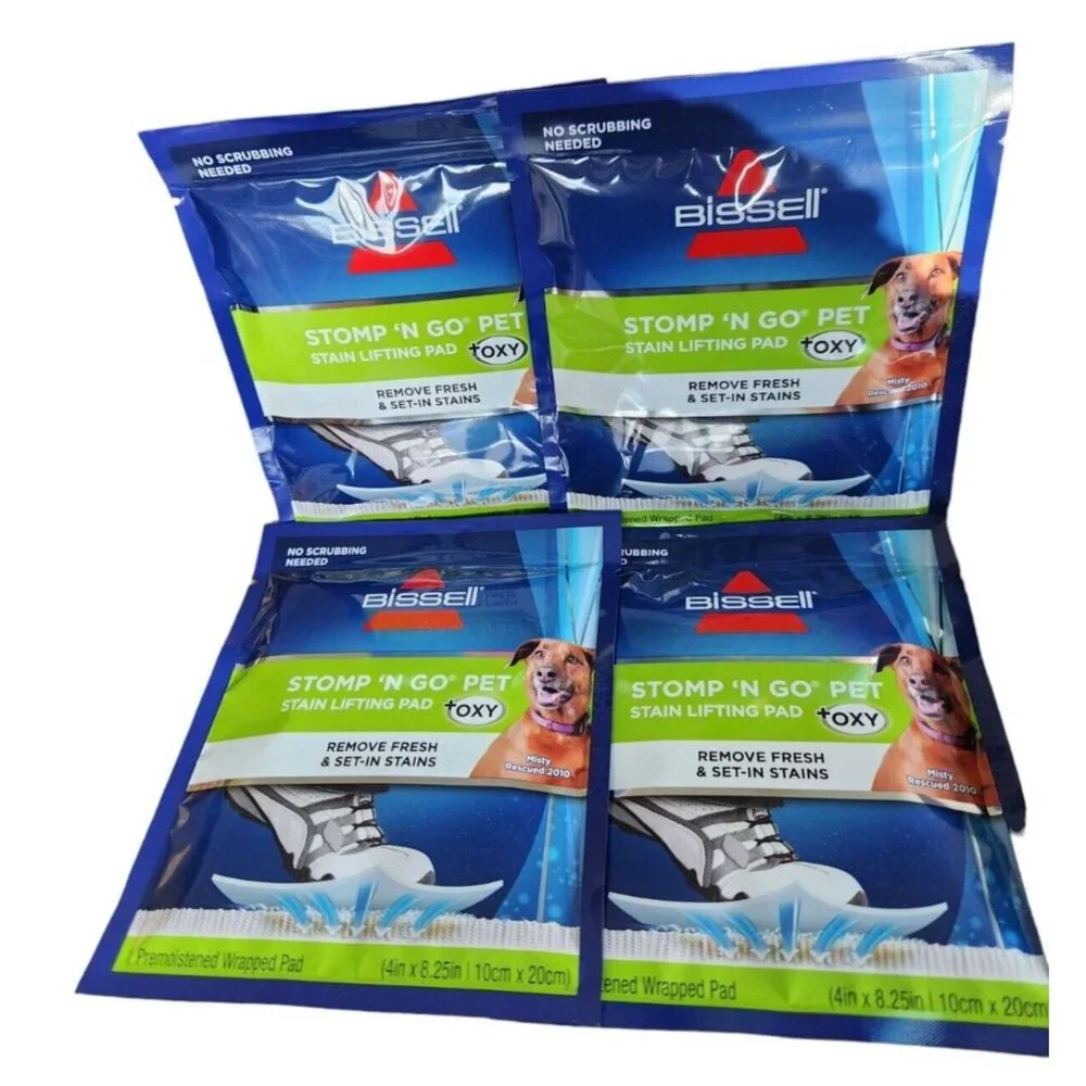 Bissell 4 Pack Stomp 'N Go Pet Stain Lifting Pad + OXY For Carpet Set In Stains